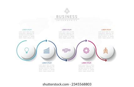 Vector infographic business presentation template with circular interconnection with 5 options.