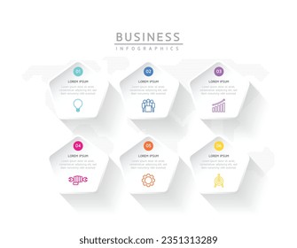 Vector infographic business presentation template connected with 6 options