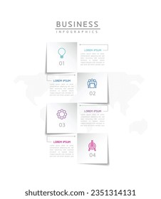 Plantilla de presentación de negocios de infografía vectorial conectada con 4 opciones