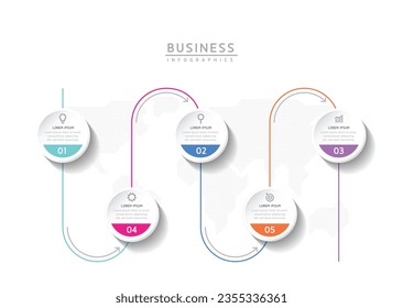 Plantilla de presentación de negocios de infografía vectorial con interconexión circular con 5 opciones.