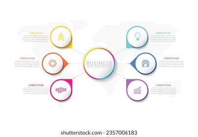 Plantilla de presentación de negocios de infografía vectorial con interconexión circular con 6 opciones.