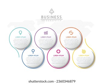 Vector infographic business presentation template with circular interconnection with 6 options.