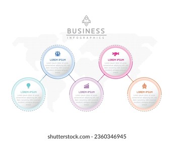 Vector infographic business presentation template with circular interconnection with 5 options.