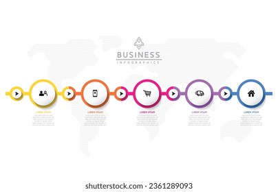 Vector infographic business presentation template with circular interconnection with 5 options.