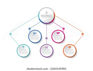 Plantilla de presentación de negocios de infografía vectorial con interconexión circular con 5 opciones.