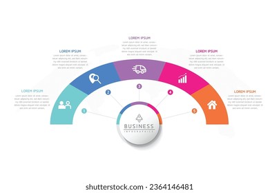 Vector infographic business presentation template connected with 5 options