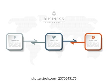 Plantilla de presentación de negocios de infografía vectorial conectada con 3 opciones