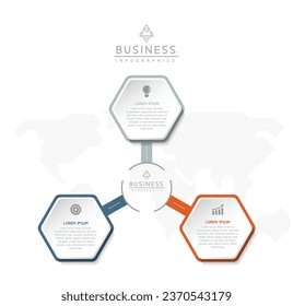 Vector infographic business presentation template connected with 3 options