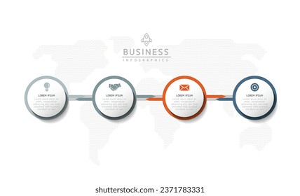 Plantilla de presentación de negocios de infografía vectorial con interconexión circular con 4 opciones.