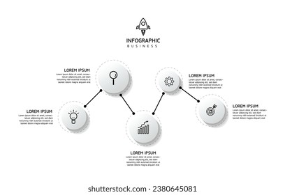 Vector infographic business presentation template with circular interconnection with 5 steps.