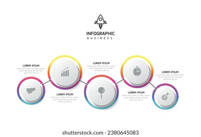 Vector infographic business presentation template with circular interconnection with 5 steps.