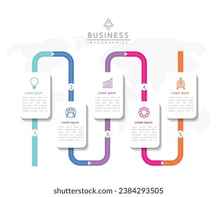 Vector infographic business presentation template connected with 5 options