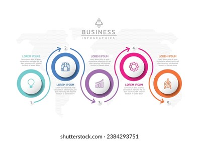 Plantilla de presentación de negocios de infografía vectorial con interconexión circular con 5 opciones.