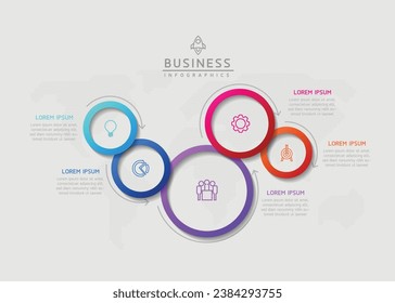 Vector infographic business presentation template with circular interconnection with 5 options.