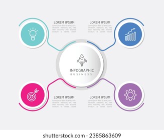 Plantilla de presentación de negocios de infografía vectorial con interconexión circular con 5 pasos.