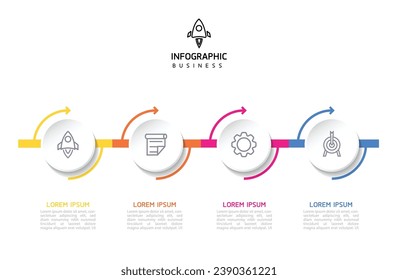 Vector infographic business presentation template with circular interconnection with 4 options.
