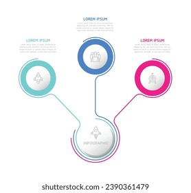 Plantilla de presentación de negocios de infografía vectorial con interconexión circular con 3 opciones.