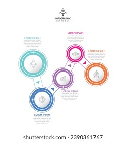Vector infographic business presentation template with circular interconnection with 5 options.