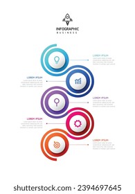 Vector infographic business presentation template with circular interconnection with 5 options.