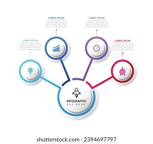 Vector infographic business presentation template with circular interconnection with 4
 options.