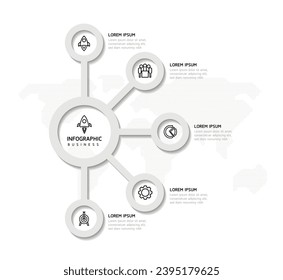 Plantilla de presentación de negocios de infografía vectorial con interconexión circular con 5 opciones.