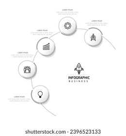Plantilla de presentación de negocios de infografía vectorial con interconexión circular con 5 opciones.