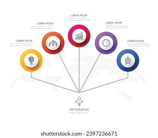 Vector infographic business presentation template with circular interconnection with 5 options.
