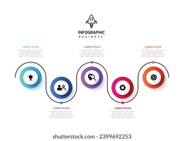 Vector infographic business presentation template with circular interconnection with 5 options.
