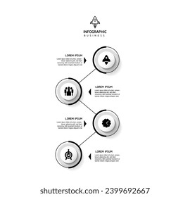 Plantilla de presentación de negocios de infografía vectorial con interconexión circular con 4 opciones.