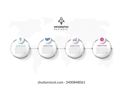 Vector infographic business presentation template with circular interconnection with 4 options.