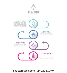 Vector infographic business presentation template with circular interconnection with 4 options.