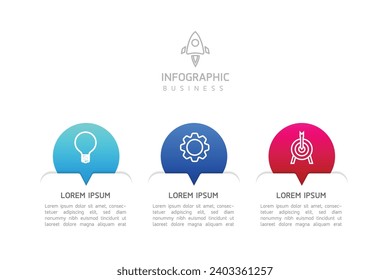 Vector infographic business presentation template with circular interconnection with 3 options.