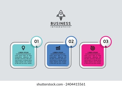 Plantilla de presentación de negocios de infografía vectorial conectada con 3 opciones
