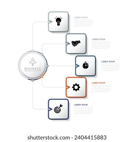 Vector infographic business presentation template connected with 5 options
