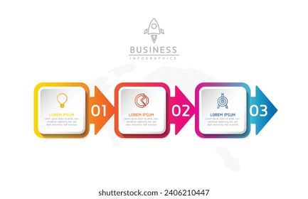 Vector infographic business presentation template connected with 3 options