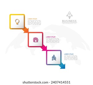 Plantilla de presentación de negocios de infografía vectorial conectada con 3 opciones