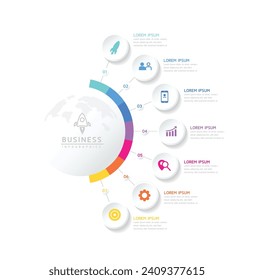 Plantilla de presentación de negocios de infografía vectorial con interconexión circular con 7 opciones.