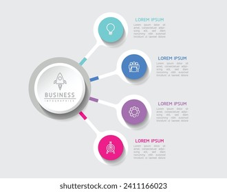 Plantilla de presentación de negocios de infografía vectorial con interconexión circular con 4 opciones.