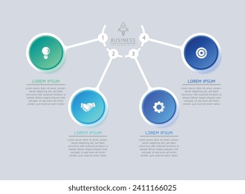 Vector infographic business presentation template with circular interconnection with 4 options.