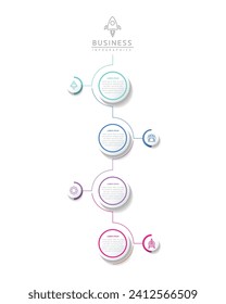 Vector infographic business presentation template with circular interconnection with 4 options.