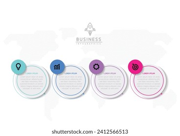 Vector infographic business presentation template with circular interconnection with 4 options.