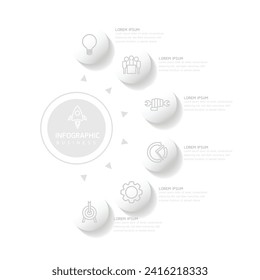 Plantilla de presentación de negocios de infografía vectorial con interconexión circular con 5 opciones.
