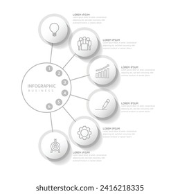 Vector infographic business presentation template with circular interconnection with 5 options.