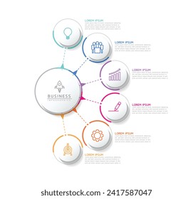 Vector infographic business presentation template with circular interconnection with 6 options.