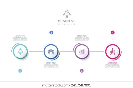 Vector infographic business presentation template with circular interconnection with 4 options.