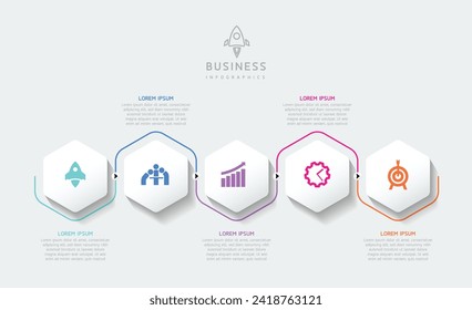 Vector infographic business presentation template connected with 5 options