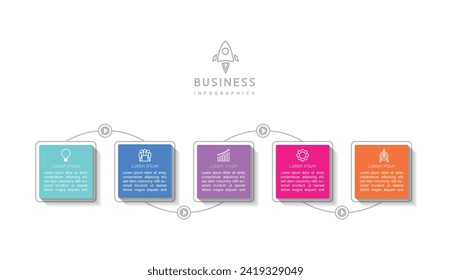 Plantilla de presentación de negocios de infografía vectorial conectada con 5 opciones