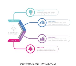 Vector infographic business presentation template connected with 4 options