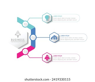 Vector infographic business presentation template connected with 3 options