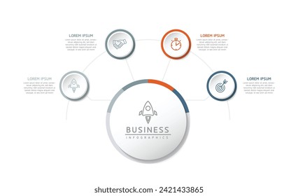 Plantilla de presentación de negocios de infografía vectorial con interconexión circular con 4 opciones.
